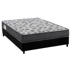 Imagem de Cama Box Viúva: Colchão Espuma Ortobom D33/EP Fort Tech ISO 100 + Base CRC Suede Black(128x188)