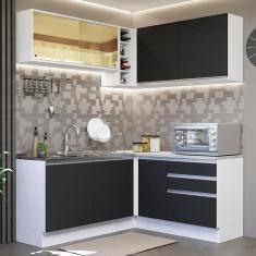 Imagem de Cozinha Completa 329002 Com Armário E Balcão Branco/Preto