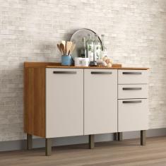 Imagem de Balcão 3 Portas 2 Gavetas Valência Sallêto Móveis Cinomomo/Off