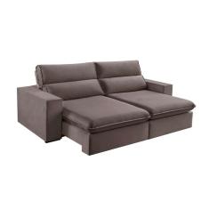 Imagem de sofá 4 lugares retrátil e reclinável free veludo bege escuro 250 cm