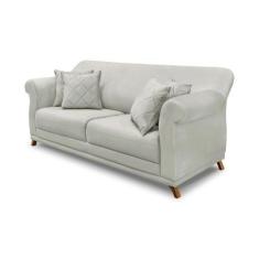 Imagem de Sofá Decorativo 180cm 2 Lugares Com 4 Almofadas Armstrong Veludo Prata