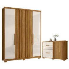 Imagem de Guarda Roupa e Cômoda Dubai Ripado Frejió Off White - CasaH