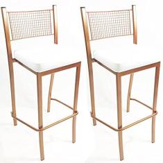 Imagem de Kit 2 Banquetas EMPILHÁVEL Cobre Altura 65cm assento branco - Poltronas do Sul
