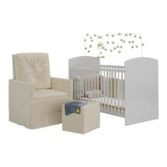 Imagem de Berço com Colchão Incluso Poltrona de Amamentação e Puff Olaf Multimóv