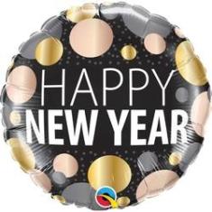 Imagem de Balão Metalizado New Year Metallic Dots - 18 Polegadas - Qualatex #58163