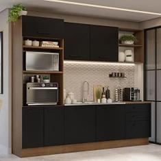 Imagem de Armário de Cozinha Completa 250cm Rustic/preto Agata Madesa 01