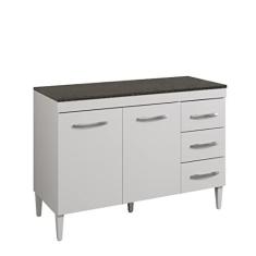 Imagem de Balcão de Cozinha com Tampo 2 Portas 3 Gavetas Virtus Kaiki Móveis Branco