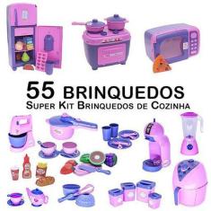 Imagem de Kit Infantil Comida Geladeira Fogão Microondas Panela 55P - Altimar