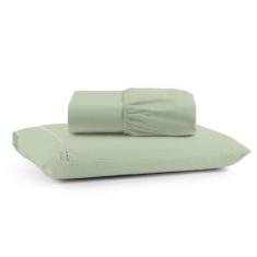 Imagem de Jogo De Lençol Ponto Palito Solteiro 180 Fios 2 Pç - Verde - Santos E