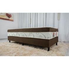 Imagem de Cama Box Solteiro Conjugado Nosso Sonho Marrom Macia e Confortável - Semi Ortopédica