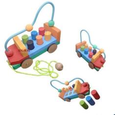 Imagem de Brinquedo Pedagógico Em Madeira Carrinho Aramado + Pinos - Rafabox
