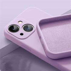 Imagem de Capa de telefone quadrada de silicone líquido para iPhone 13 14 Pro Capa para iPhone 14 11 13 12 Pro Max XR XS 7 8 Plus Capa traseira de proteção, grama roxa, para iPhone 11