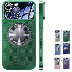 Imagem de Capa de telefone com resfriamento de janela grande galvanizada, para 15 capas de resfriamento magnético /1026 (Color : Green, Size : For iPhone15PRO)