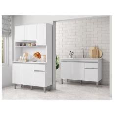 Imagem de Balcão De Pia Tatiane 120 Cm E Armário Cozinha Kit Márcia Ambiente Bra