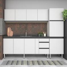 Imagem de Balcão para Pia 200cm em Aço 2 Portas 3 Gavetas Gaia Cozimax