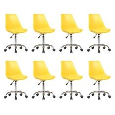 Imagem de Kit 8 Cadeiras para Escritório Secretária Decorativa Eames Chicago Amarelo