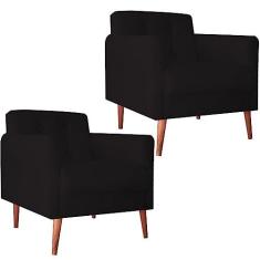 Imagem de Kit 2 Cadeiras Recepção Poltrona Decorativa Escritório Emanuela Preto