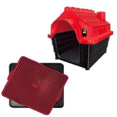 Imagem de Casa Casinha N2 Casa Pet Gato + + Tapete Sanitario Vermelho - MecPet