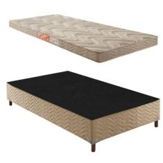 Imagem de Box Solteiro Florença 42x88x188cm com Colchão Solteiro Unique D33 Duoface 16x88x188cm Rustico Bege