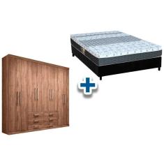 Imagem de Cama Box Casal + Colchão Class Castor + Guarda Roupa Master 8.6 Atacama