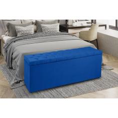 Imagem de Recamier Baú 0,90m Madrid Suede Azul Marinho Dal Poz Estofados