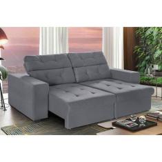 Imagem de Kit Sofá 3 Lugares New Itália 200cm Cinza Retrátil Reclinável, Com 2 P