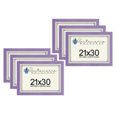 Imagem de Kit 6 Molduras Porta Diploma Certificado A4 21x30 Lilás