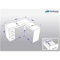 Imagem de Mesa para Computador Fênix 3 Gavetas - Politorno