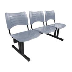 Imagem de Cadeira Iso Em Longarina 3 Lugares Linha Polipropileno Iso Cinza - Des