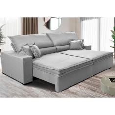 Imagem de Sofá Retrátil e Reclinável 2,35m Império. com Molas Cama inBox Linho