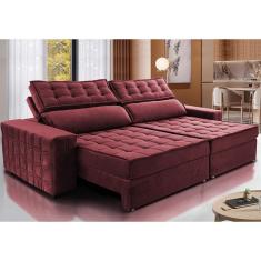 Imagem de Sofá Retrátil e Reclinável 2,15m Cama inBox Big Star com SoftGel D40 Velupluma Vinho