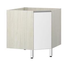 Imagem de Balcão Sem Tampo Canto Diagonal Luciane Lis Legno Crem e Branco Mat