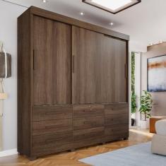 Imagem de Guarda-Roupa 3 Portas 9 Gavetas Florença Espresso Móveis Imbuia/Off White