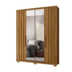 Imagem de Guarda Roupa Solteiro com Espelho 4 Portas E 3 Gavetas Munique M01 Freijó Clique Chique