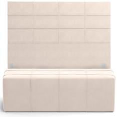 Imagem de Kit Cabeceira Cama Box King 195cm com Calçadeira Roma W01 Suede Bege - Lyam