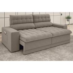 Imagem de Sofá Daytona 2,30M Assento Retrátil E Reclinável Velosuede Bege - Netsofas