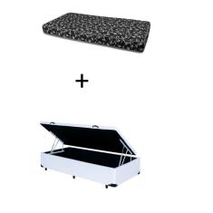 Imagem de Cama Box Baú Solteiro 88 - Bello Box Tecido Sintético Branco com Colchão Solteiro 88 New York Preto D28 - 100% Espuma - 14x88x188