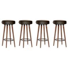 Imagem de Kit 4 Banquetas Moderna Alta Roma Slim Marrom Escuro 70cm