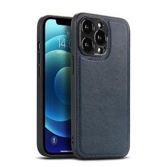 Imagem de Capa de telefone à prova de choque de couro PU de cor sólida para iPhone 14 12 11 Pro Max 13 Pro Max Business Metal Camera Protection Slim Cover, T2, para iPhone 11Pro