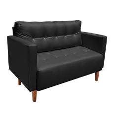 Imagem de Sofá Namoradeira Livia Corino Pés Chanfrado Castanho D`rossi Cor Preto