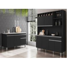 Imagem de Balcão De Pia Tatiane 120M Sem Tampo E Armário De Cozinha Alice Preto