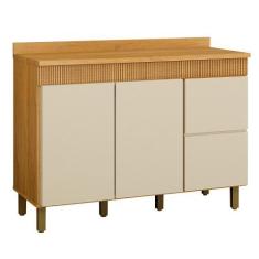 Imagem de Balcão De Cozinha Madeira 3 Portas E 2 Gavetas Dakota Valdemóveis Cina