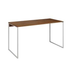Imagem de Mesa Para Escritório Industrial Base Ferro Branco Tampo Mdp Amêndoa 12