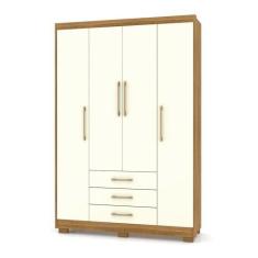 Imagem de Guarda Roupa Solteiro 4 Portas e 3 Gavetas Valência Nature/Champanhe - Pallazio