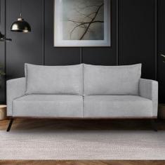 Imagem de Sofá Living 2 Lugares com Pés de Ferro Almofadas Soltas 160cm Saiph Bouclê Cinza G63 - Gran belo