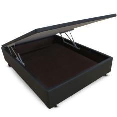 Imagem de Cama Box CASAL Bau Frontal Pistão Corano Preto - 138x188