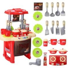 Imagem de Cozinha infantil grande completa som luz torneira com agua mini mercad