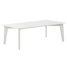 Imagem de Mesa De Jantar Lisboa Univ 140 Cm Tampo De Madeira Vidro Colado Laca Cinza Claro Off White Brilhante