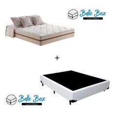 Imagem de Cama Box Viúva Tecido Sintético Branco com Colchão Pillow Angel - Bello Box - Molas Ensacadas 62x128x188