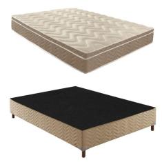 Imagem de Box Casal Florença 42x138x188cm com Colchão Casal Unique Anatômico D28 25x138x188cm Rustico Bege